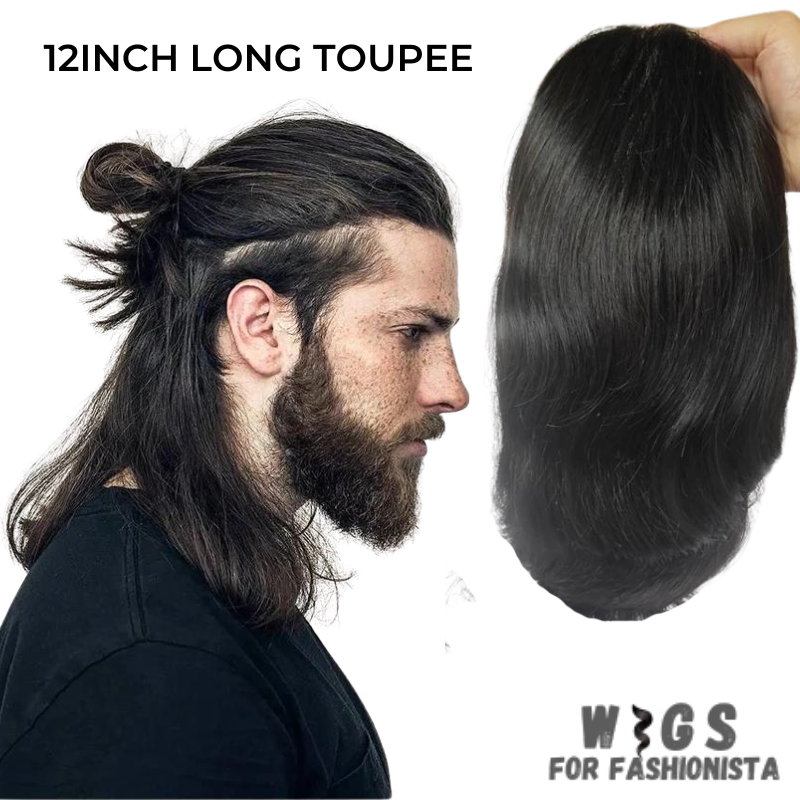 Long Toupee for Men, crafted from luxurious human hair, natural and seamless, closely resembles natural hair. Meticulously selected and arranged to ensure a realistic appearance and effortless styling. Made to withstand daily wear and styling. Breathable and lightweight base, allows for optimal airflow and ventilation, preventing heat buildup. -WIGS FOR FASHIONISTA