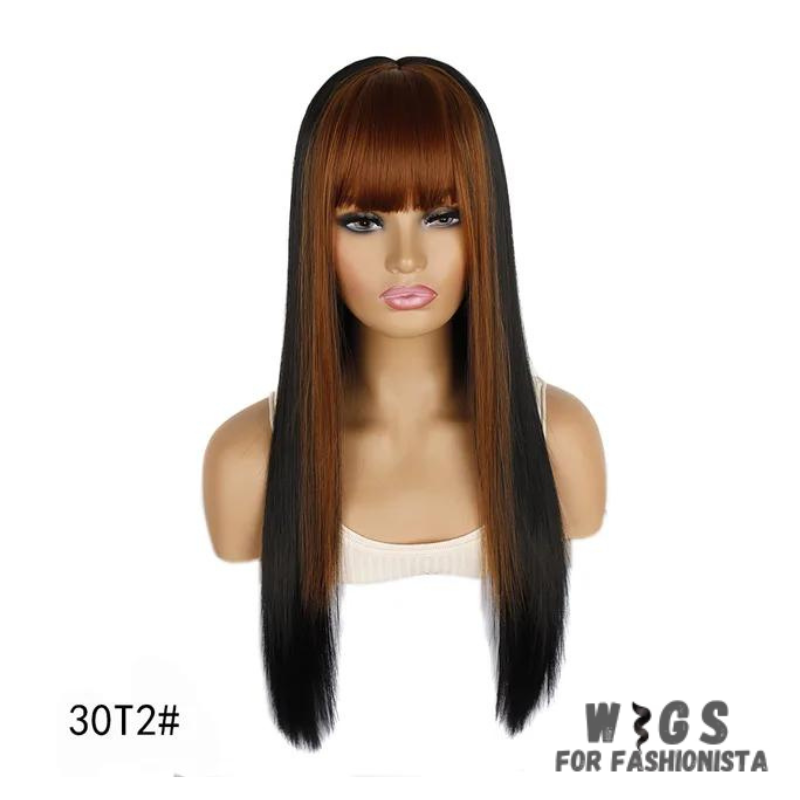30-inch Long Straight Hair Wig – the ultimate expression of luxurious length and sleek style.Crafted with premium quality synthetic fibers, this wig boasts a striking length of 30 inches, cascading down in a straight and smooth flow.With its adjustable cap construction, this wig ensures a comfortable and secure fit.-WIGS FOR FASHIONISTA