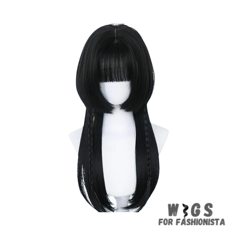 Female Long Straight Hair Wig with Bangs, crafted with premium quality synthetic fibers, features luxuriously long and silky straight hair that falls gracefully down your shoulders. The addition of bangs frames the face delicately, adding a touch of softness and sophistication to your look. The synthetic fibers have a natural sheen and movement, for realistic appearance. Designed for comfort and durability, lightweight and breathable construction. -WIGS FOR FASHIONISTA