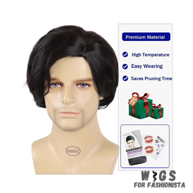 Bangs Side Parting Wig, meticulously crafted to offer a sleek and sophisticated look for men.Bangs with a side parting, providing a classic and timeless aesthetic. Various options available, catering to different preferences and hair lengths.Wide range of shades to match your natural hair color seamlessly.High-quality synthetic fibers or human hair for a realistic appearance.Breathable and adjustable cap for all-day comfort and secure fit. -WIGS FOR FASHIONISTA