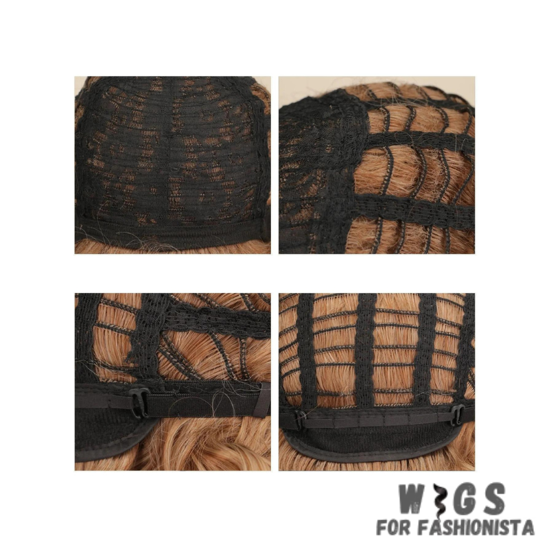 Crafted from high-quality synthetic fibers, this wig offers a soft and natural-looking texture resembles human hair. Lightweight fibers and easy to style.Adjustable wig cap, secure and comfortable fit,designed to provide optimal airflow and ventilation.Blonde Short Curly Synthetic Wig offers a versatile and stylish solution that allows you to express your unique personality with confidence.Hello to effortless glamour with this premium synthetic wig. -WIGS FOR FASHIONISTA