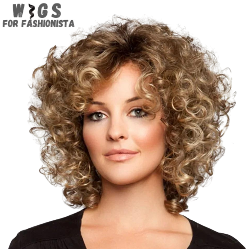 Crafted from high-quality synthetic fibers, this wig offers a soft and natural-looking texture resembles human hair. Lightweight fibers and easy to style.Adjustable wig cap, secure and comfortable fit,designed to provide optimal airflow and ventilation.Blonde Short Curly Synthetic Wig offers a versatile and stylish solution that allows you to express your unique personality with confidence.Hello to effortless glamour with this premium synthetic wig. -WIGS FOR FASHIONISTA