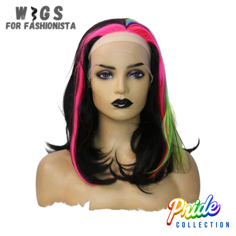 A fusion of boldness and sophistication edgy blunt style, with added playful twist with a half rainbow color scheme.Crafted with premium synthetic fibers,realistic look and feel, seamless.Vibrant half rainbow color palette.From striking reds to vivid oranges, sunny yellows,lush greens, and tranquil blues, each section of the wig features a different hue, creating a captivating rainbow effect that's both eye-catching and unique. -WIGS FOR FASHIONISTA