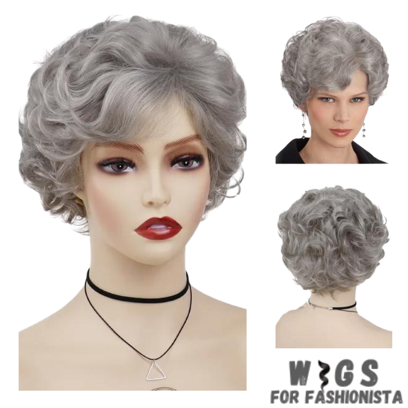Synthetic Ombre Gray Curly Wig, with beautiful ombre effect, seamless transition from dark gray roots to lighter gray tips. Curly texture. Crafted high-quality synthetic fibers, soft & natural-looking. Heat-resistant & easy to style. With adjustable wig cap, secure & comfortable fit, designed to provide optimal airflow and ventilation. Offers a versatile & stylish solution. -WIGS FOR FASHIONISTA