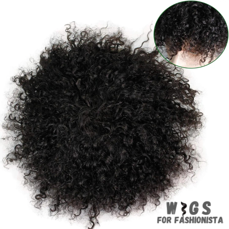 Kinky Curly Men's Toupee, crafted with high-quality human hair, realistic and seamless. Handcrafted toupee for a customized fit. Breathable and durable base for all-day comfort and secure attachment. Various shades available to match your natural hair color. Features:Human hair. natural look, feel, and movement. Kinky curly,distinct and stylish appearance. -WIGS FOR FASHIONISTA