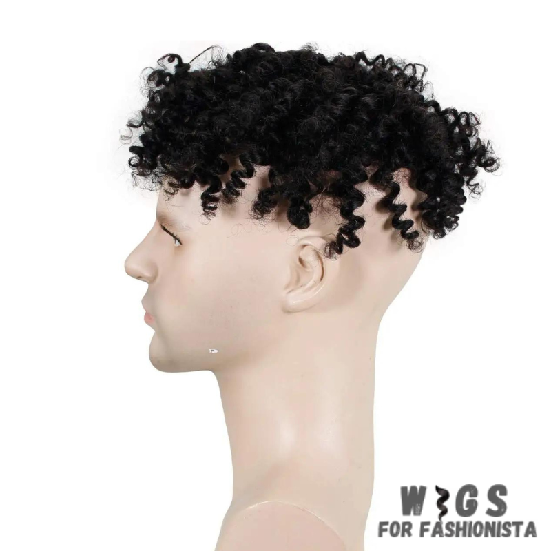 Kinky Curly Men's Toupee, crafted with high-quality human hair, realistic and seamless. Handcrafted toupee for a customized fit. Breathable and durable base for all-day comfort and secure attachment. Various shades available to match your natural hair color. Features:Human hair. natural look, feel, and movement. Kinky curly,distinct and stylish appearance. -WIGS FOR FASHIONISTA