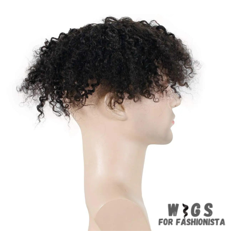 Kinky Curly Men's Toupee, crafted with high-quality human hair, realistic and seamless. Handcrafted toupee for a customized fit. Breathable and durable base for all-day comfort and secure attachment. Various shades available to match your natural hair color. Features:Human hair. natural look, feel, and movement. Kinky curly,distinct and stylish appearance. -WIGS FOR FASHIONISTA