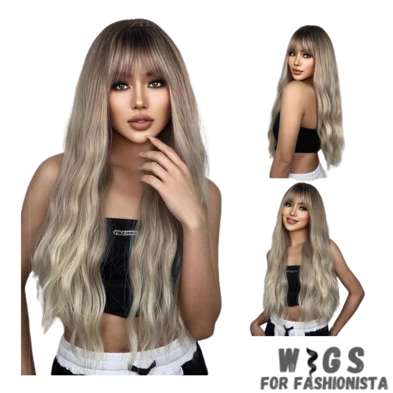 Crafted with premium synthetic fibers, this wig features a captivating wavy texture that exudes natural beauty and charm. The middle part adds a touch of sophistication, framing the face perfectly and enhancing your features. Adjustable cap construction, this wig offers a comfortable and secure fit, ensuring all-day wearability without any discomfort. The synthetic fibers have a soft and realistic feel, closely resembling the texture of natural hair. -WIGS FOR FASHIONISTA