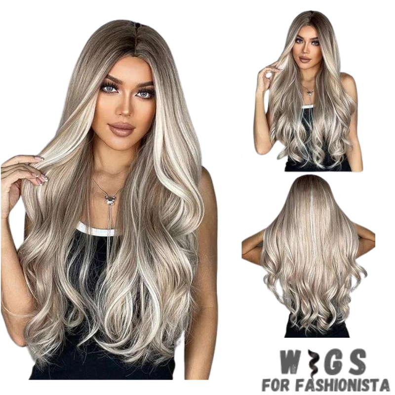 Crafted with premium synthetic fibers, this wig features a captivating wavy texture that exudes natural beauty and charm. The middle part adds a touch of sophistication, framing the face perfectly and enhancing your features. Adjustable cap construction, this wig offers a comfortable and secure fit, ensuring all-day wearability without any discomfort. The synthetic fibers have a soft and realistic feel, closely resembling the texture of natural hair. -WIGS FOR FASHIONISTA