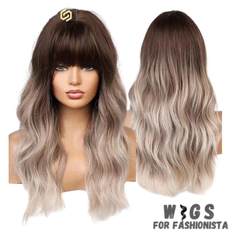Medium Water Wavy Ombre Wig – Crafted with premium synthetic fibers, this wig features medium-length waves that flow effortlessly, creating a mesmerizing water wavy effect. The ombre coloring adds depth and dimension to the hairstyle, transitioning seamlessly from one shade to another for a stunning and dynamic look. With adjustable cap and breathable construction, this wig offers a comfortable and secure fit.  -WIGS FOR FASHIONISTA