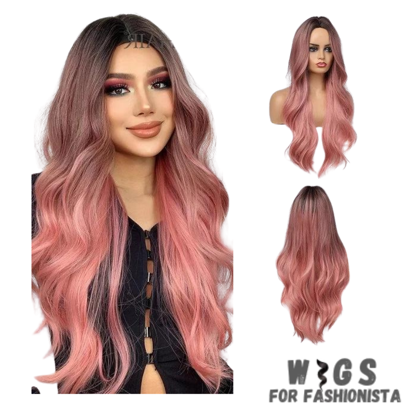 Crafted with premium synthetic fibers, this wig features a captivating wavy texture that exudes natural beauty and charm. The middle part adds a touch of sophistication, framing the face perfectly and enhancing your features. Adjustable cap construction, this wig offers a comfortable and secure fit, ensuring all-day wearability without any discomfort. The synthetic fibers have a soft and realistic feel, closely resembling the texture of natural hair. -WIGS FOR FASHIONISTA