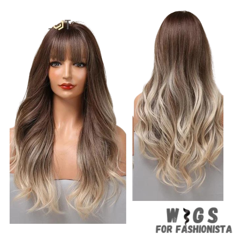 Medium Water Wavy Ombre Wig – Crafted with premium synthetic fibers, this wig features medium-length waves that flow effortlessly, creating a mesmerizing water wavy effect. The ombre coloring adds depth and dimension to the hairstyle, transitioning seamlessly from one shade to another for a stunning and dynamic look. With adjustable cap and breathable construction, this wig offers a comfortable and secure fit.  -WIGS FOR FASHIONISTA