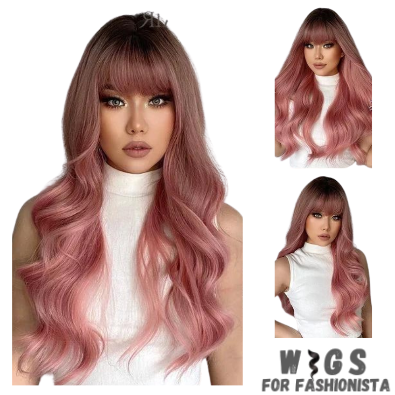 Crafted with premium synthetic fibers, this wig features a captivating wavy texture that exudes natural beauty and charm. The middle part adds a touch of sophistication, framing the face perfectly and enhancing your features. Adjustable cap construction, this wig offers a comfortable and secure fit, ensuring all-day wearability without any discomfort. The synthetic fibers have a soft and realistic feel, closely resembling the texture of natural hair. -WIGS FOR FASHIONISTA