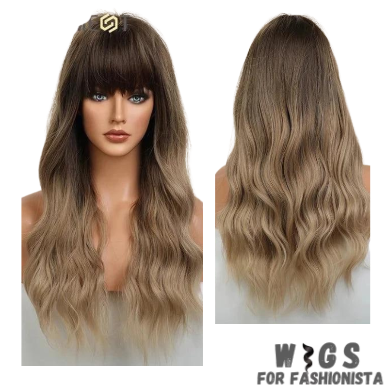 Medium Water Wavy Ombre Wig – Crafted with premium synthetic fibers, this wig features medium-length waves that flow effortlessly, creating a mesmerizing water wavy effect. The ombre coloring adds depth and dimension to the hairstyle, transitioning seamlessly from one shade to another for a stunning and dynamic look. With adjustable cap and breathable construction, this wig offers a comfortable and secure fit.  -WIGS FOR FASHIONISTA