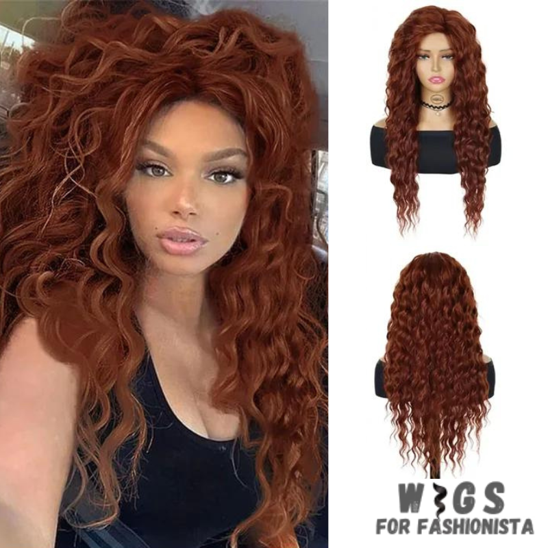 Long Curly Synthetic Wig, meticulously crafted to offer stunning curls and effortless elegance.Long, cascading curls for a dramatic and eye-catching appearance.Curly, offering dynamic movement and bounce for added allure. Various shades available to match your desired look or natural hair color.High-quality synthetic fibers that closely mimic the texture and shine of real hair. Breathable and adjustable cap for all-day comfort and secure fit. -WIGS FOR FASHIONISTA
