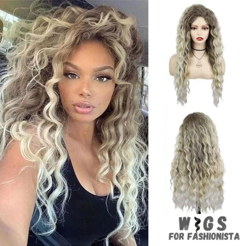 Long Curly Synthetic Wig, meticulously crafted to offer stunning curls and effortless elegance.Long, cascading curls for a dramatic and eye-catching appearance.Curly, offering dynamic movement and bounce for added allure. Various shades available to match your desired look or natural hair color.High-quality synthetic fibers that closely mimic the texture and shine of real hair. Breathable and adjustable cap for all-day comfort and secure fit. -WIGS FOR FASHIONISTA