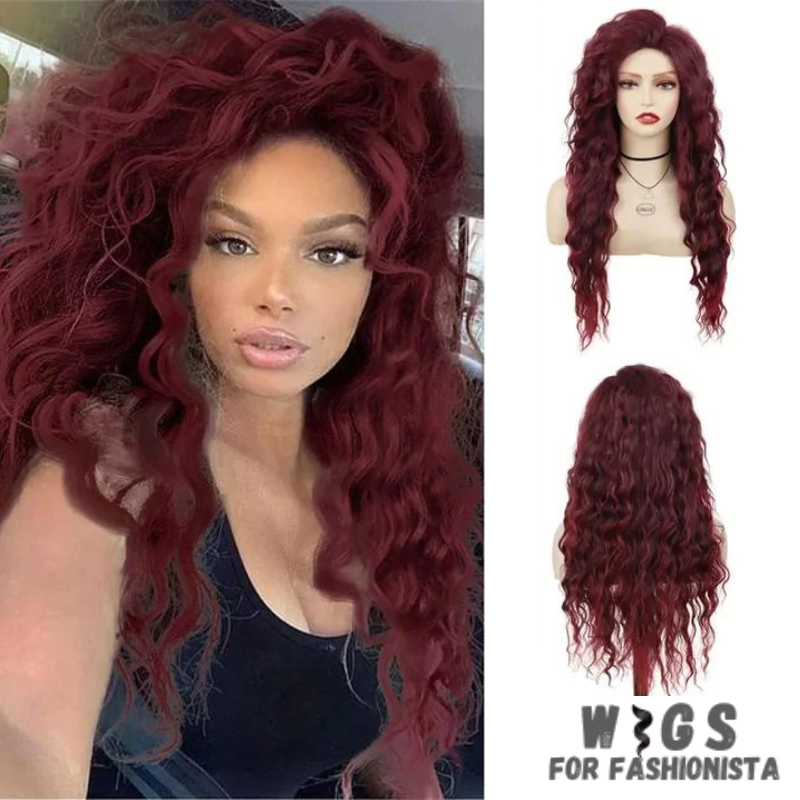 Long Curly Synthetic Wig, meticulously crafted to offer stunning curls and effortless elegance.Long, cascading curls for a dramatic and eye-catching appearance.Curly, offering dynamic movement and bounce for added allure. Various shades available to match your desired look or natural hair color.High-quality synthetic fibers that closely mimic the texture and shine of real hair. Breathable and adjustable cap for all-day comfort and secure fit. -WIGS FOR FASHIONISTA