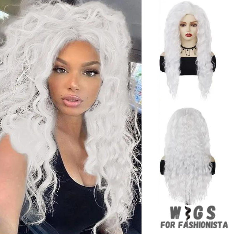 Long Curly Synthetic Wig, meticulously crafted to offer stunning curls and effortless elegance.Long, cascading curls for a dramatic and eye-catching appearance.Curly, offering dynamic movement and bounce for added allure. Various shades available to match your desired look or natural hair color.High-quality synthetic fibers that closely mimic the texture and shine of real hair. Breathable and adjustable cap for all-day comfort and secure fit. -WIGS FOR FASHIONISTA