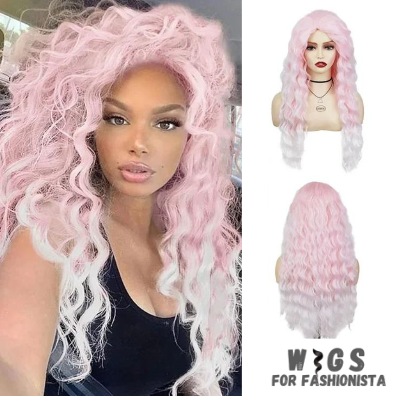 Long Curly Synthetic Wig, meticulously crafted to offer stunning curls and effortless elegance.Long, cascading curls for a dramatic and eye-catching appearance.Curly, offering dynamic movement and bounce for added allure. Various shades available to match your desired look or natural hair color.High-quality synthetic fibers that closely mimic the texture and shine of real hair. Breathable and adjustable cap for all-day comfort and secure fit. -WIGS FOR FASHIONISTA
