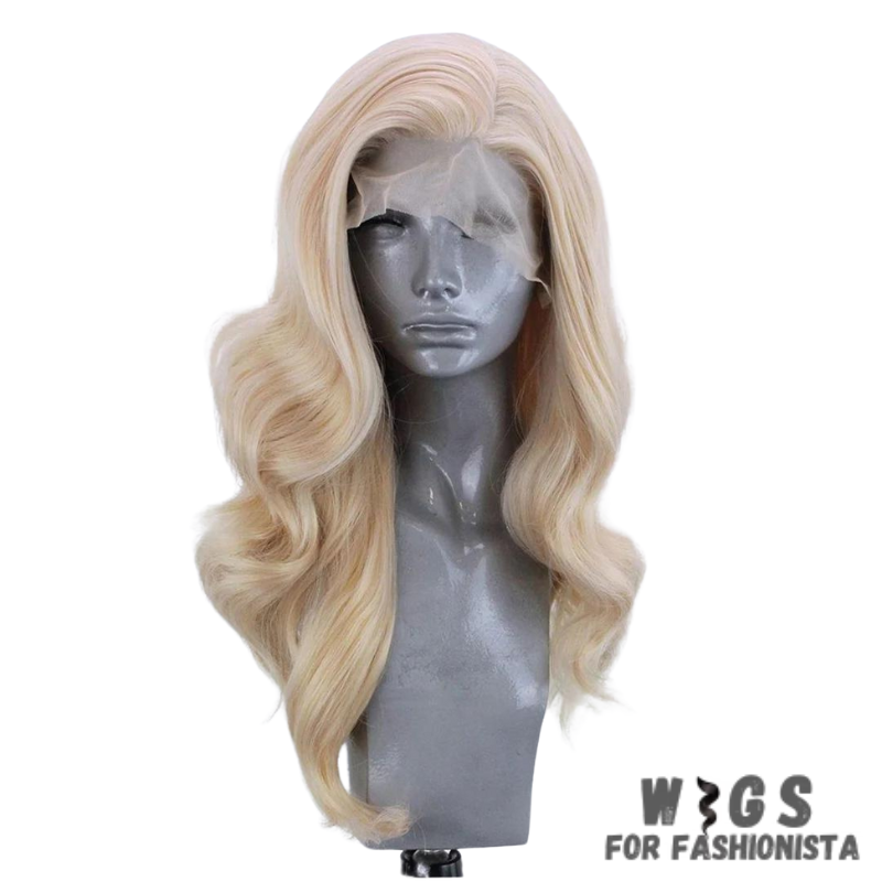 Long Wavy Blonde Synthetic Wig, luxurious long waves, wavy texture. Blonde color, w/ variety of option of platinum blonde hue, a honey blonde shade, or something in between to suit your personal style and preferences. High-quality synthetic fibers, soft and natural-looking texture that closely resembles human hair. Lightweight and easy to style. Adjustable wig cap, ensures a secure and comfortable fit. Designed to provide optimal airflow and ventilation. -WIGS FOR FASHIONISTA