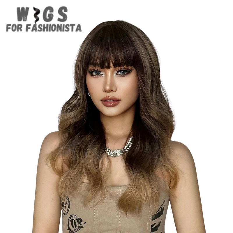 Medium Water Wavy Ombre Wig – Crafted with premium synthetic fibers, this wig features medium-length waves that flow effortlessly, creating a mesmerizing water wavy effect. The ombre coloring adds depth and dimension to the hairstyle, transitioning seamlessly from one shade to another for a stunning and dynamic look. With adjustable cap and breathable construction, this wig offers a comfortable and secure fit.  -WIGS FOR FASHIONISTA