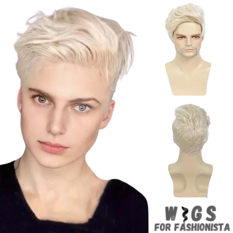 Inspired by the classic pixie cut, this wig features a short and sleek style. The blonde color adds a touch of brightness and vibrancy to your overall look.The lightweight and breathable construction. With adjustable straps,fit for a secure and comfortable wear, ensuring a seamless blend with your natural hairline.Made from heat-resistant synthetic fibers,this wig offers durability and versatility. -WIGS FOR FASHIONISTA