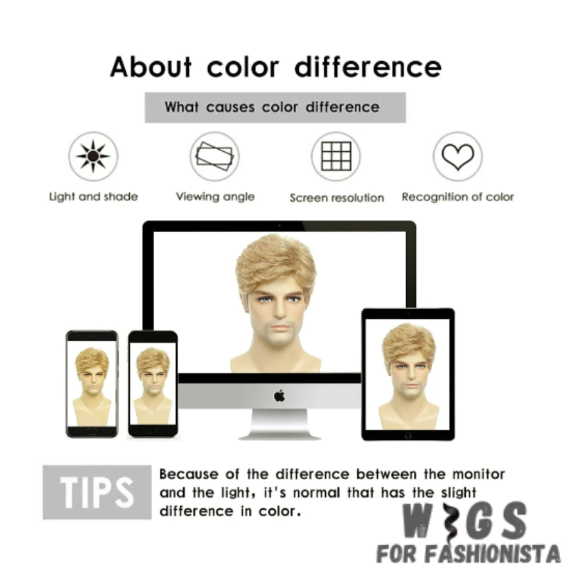 Men's Blonde Layered Synthetic Wig, a versatile and stylish, premium synthetic fibers. Layered construction, for dynamic & dimensional look, to create depth & volume, achieve a variety of looks, from tousled & casual to sleek & polished. High-quality synthetic fibers, retains its shape & color. Lightweight & breathable design, adjustable straps. Pre-styled design, ready to wear straight out of the box. With its blonde coloration, this wig exudes warmth & vibrancy. -WIGS FOR FASHIONISTA