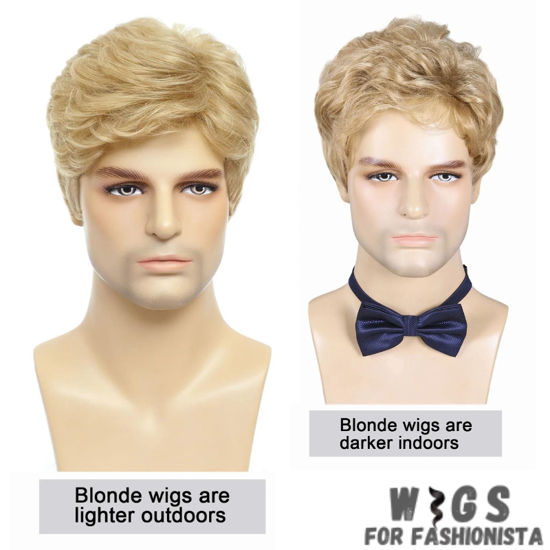 Men's Blonde Layered Synthetic Wig, a versatile and stylish, premium synthetic fibers. Layered construction, for dynamic & dimensional look, to create depth & volume, achieve a variety of looks, from tousled & casual to sleek & polished. High-quality synthetic fibers, retains its shape & color. Lightweight & breathable design, adjustable straps. Pre-styled design, ready to wear straight out of the box. With its blonde coloration, this wig exudes warmth & vibrancy. -WIGS FOR FASHIONISTA