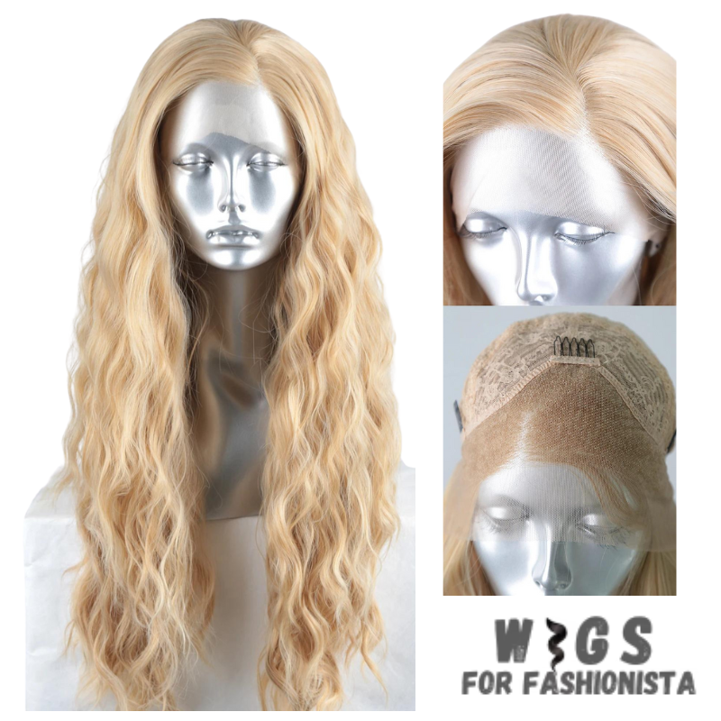 Mix Blonde Lace Front Wig, designed to elevate style with sophistication & flair. Stunning mix of blonde shades, a blend of light & dark tones that create a beautiful & dynamic look. The combination of blonde hues adds depth & dimension, enhancing your natural beauty with a touch of glamour. Lace front construction, seamless & natural-looking. The lace material is lightweight & breathable. High-quality synthetic fibers. The fibers are heat-resistant & easy to style. -WIGS FOR FASHIONISTA