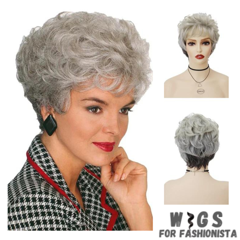 Synthetic Ombre Gray Curly Wig, with beautiful ombre effect, seamless transition from dark gray roots to lighter gray tips. Curly texture. Crafted high-quality synthetic fibers, soft & natural-looking. Heat-resistant & easy to style. With adjustable wig cap, secure & comfortable fit, designed to provide optimal airflow and ventilation. Offers a versatile & stylish solution. -WIGS FOR FASHIONISTA