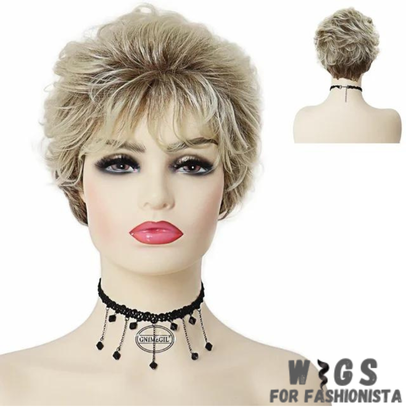 Synthetic Short Hairstyle Wig with Bangs, expertly crafted to mimic the texture and movement of natural hair, ensuring a realistic appearance, breathable and lightweight construction. Provides all-day comfort, whether you're out on the town or lounging at home. The bangs frame the face beautifully, adding a flattering touch to any look. -WIGS FOR FASHIONISTA