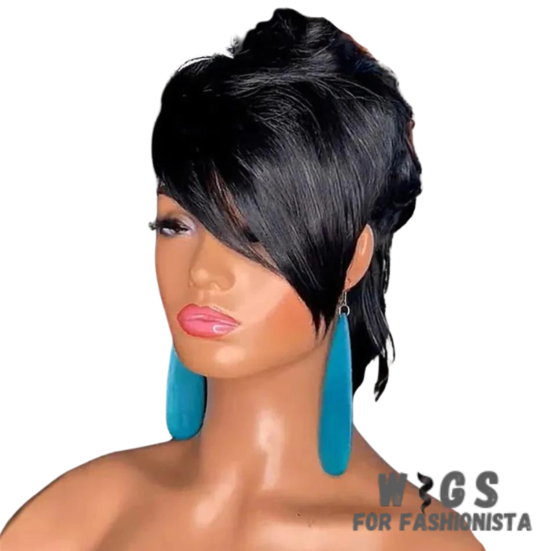 Mullet Wigs Short Pixie Cut Wigs, bold & versatile hairpiece that combines two iconic styles. The front features a short pixie cut, characterized short length & textured layers, providing volume & movement for a flattering & dynamic hairstyle. At the back, the wig transitions into a classic mullet style, featuring longer strands at the nape of the neck for a playful & edgy twist. High-quality synthetic fibers, soft & natural-looking texture. The fibers are heat-resistant. -WIGS FOR FASHIONISTA