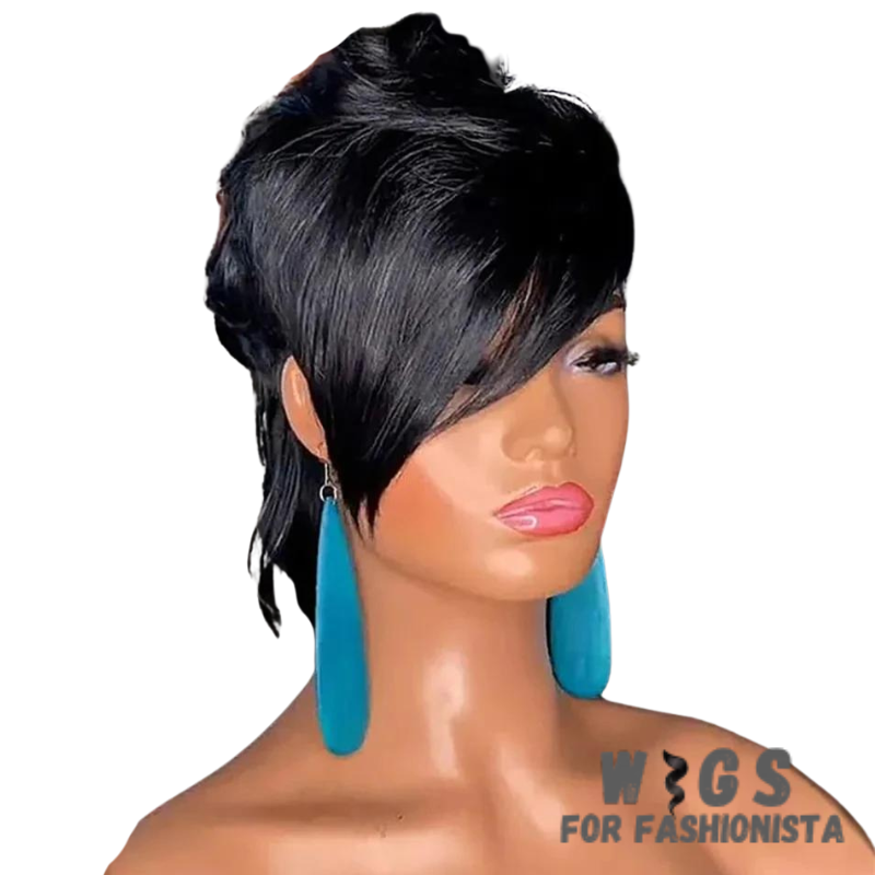 Mullet Wigs Short Pixie Cut Wigs, bold & versatile hairpiece that combines two iconic styles. The front features a short pixie cut, characterized short length & textured layers, providing volume & movement for a flattering & dynamic hairstyle. At the back, the wig transitions into a classic mullet style, featuring longer strands at the nape of the neck for a playful & edgy twist. High-quality synthetic fibers, soft & natural-looking texture. The fibers are heat-resistant. -WIGS FOR FASHIONISTA