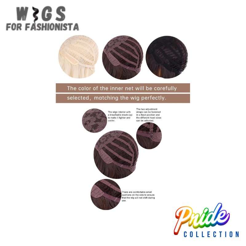 Modern style & vibrant hues crafted with precision & attention to detail, sleek & chic short straight cut, perfect for those who love a bold & edgy aesthetic. With stunning multi-color gradient, from rich blues to fiery reds, lush greens, & sunny yellows, each strand of hair seamlessly transitions from one hue to the next. Lightweight & breathable, ensures all-day comfort, adjustable straps provide a secure & customized fit. -WIGS FOR FASHIONISTA