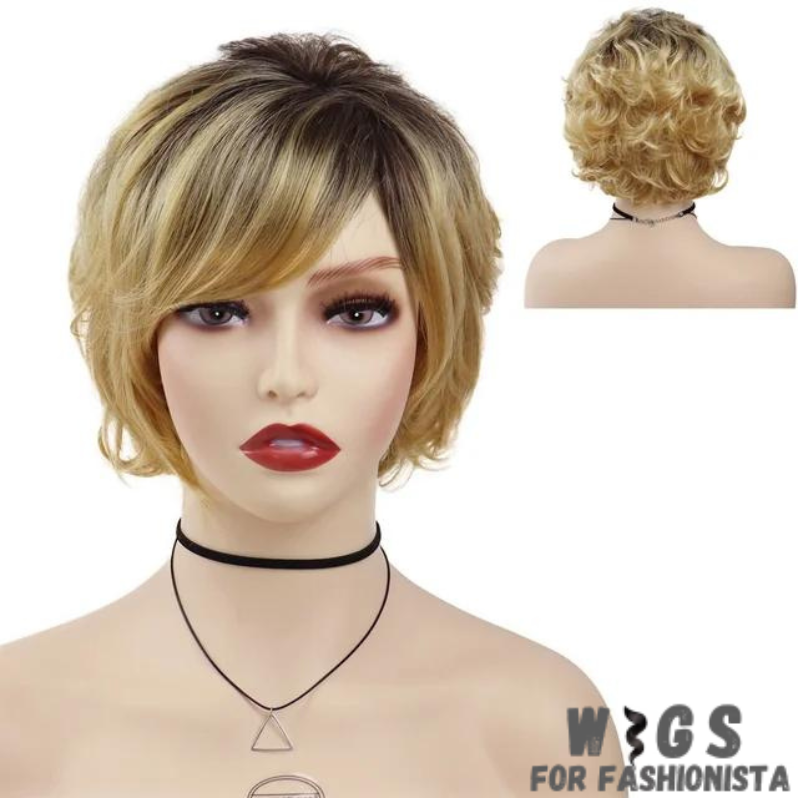 Synthetic Short Hairstyle Wig with Bangs, expertly crafted to mimic the texture and movement of natural hair, ensuring a realistic appearance, breathable and lightweight construction. Provides all-day comfort, whether you're out on the town or lounging at home. The bangs frame the face beautifully, adding a flattering touch to any look. -WIGS FOR FASHIONISTA