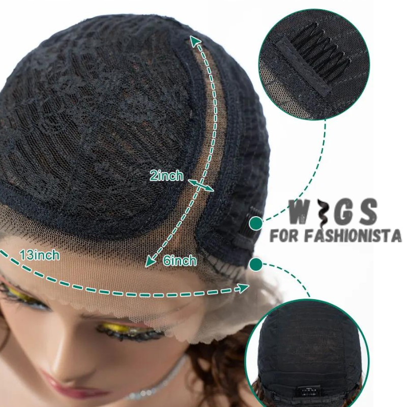 Short Curly Bob Lace Front Wig, features short, curly strands that exude charm & sophistication. The curls add volume & texture to the hairstyle. High-quality synthetic fibers, soft & natural-looking texture. The fibers are heat-resistant & easy to style. Lace front construction provides a seamless & natural-looking hairline. The lace material is lightweight & breathable. The wig cap is adjustable for a secure & comfortable fit, allowing you to move & style with confidence. -WIGS FOR FASHIONISTA