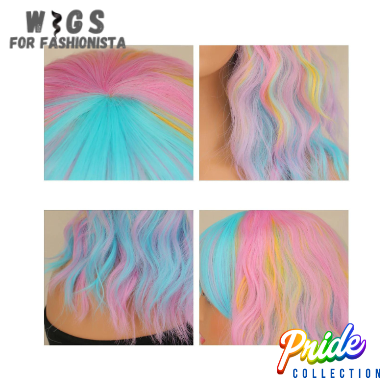 Short Wavy Curly Colorful Wigs