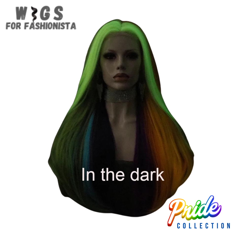 Synthetic lace front colorful hair wigs, comes in dazzling array of hues. from bold With synthetic lace front wigs, one can experiment with different hairstyles, whether one prefer sleek and straight, voluminous curls, or tousled waves. Also allows for off-the-face styling, including trendy half-up, half-down looks or elegant updos, giving you the freedom to switch up your appearance effortlessly. Easy to care for and require minimal styling. -WIGS FOR FASHIONISTA