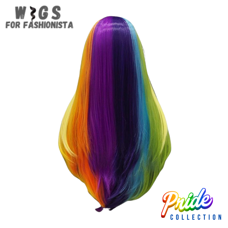 Synthetic lace front colorful hair wigs, comes in dazzling array of hues. from bold With synthetic lace front wigs, one can experiment with different hairstyles, whether one prefer sleek and straight, voluminous curls, or tousled waves. Also allows for off-the-face styling, including trendy half-up, half-down looks or elegant updos, giving you the freedom to switch up your appearance effortlessly. Easy to care for and require minimal styling. -WIGS FOR FASHIONISTA