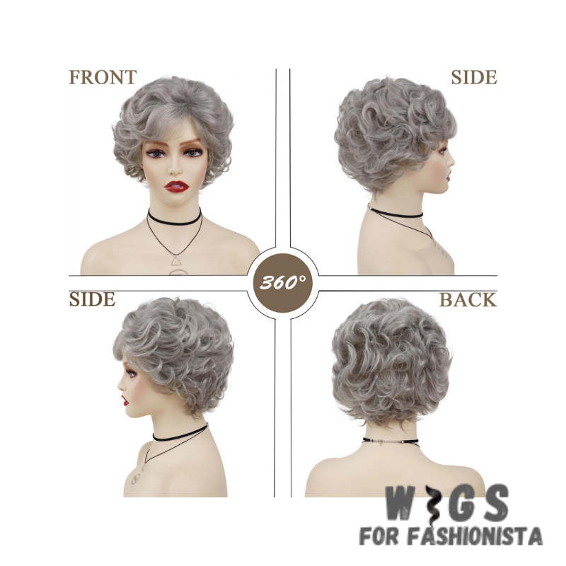 Synthetic Ombre Gray Curly Wig, with beautiful ombre effect, seamless transition from dark gray roots to lighter gray tips. Curly texture. Crafted high-quality synthetic fibers, soft & natural-looking. Heat-resistant & easy to style. With adjustable wig cap, secure & comfortable fit, designed to provide optimal airflow and ventilation. Offers a versatile & stylish solution. -WIGS FOR FASHIONISTA