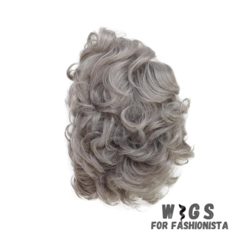 Synthetic Ombre Gray Curly Wig, with beautiful ombre effect, seamless transition from dark gray roots to lighter gray tips. Curly texture. Crafted high-quality synthetic fibers, soft & natural-looking. Heat-resistant & easy to style. With adjustable wig cap, secure & comfortable fit, designed to provide optimal airflow and ventilation. Offers a versatile & stylish solution. -WIGS FOR FASHIONISTA