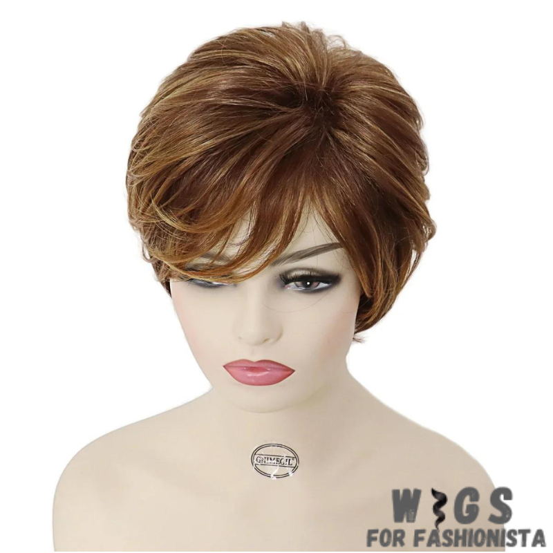 Synthetic Short Hairstyle Wig with Bangs, expertly crafted to mimic the texture and movement of natural hair, ensuring a realistic appearance, breathable and lightweight construction. Provides all-day comfort, whether you're out on the town or lounging at home. The bangs frame the face beautifully, adding a flattering touch to any look. -WIGS FOR FASHIONISTA