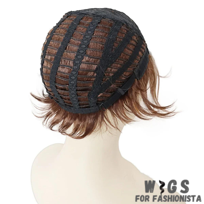 Synthetic Short Hairstyle Wig with Bangs, expertly crafted to mimic the texture and movement of natural hair, ensuring a realistic appearance, breathable and lightweight construction. Provides all-day comfort, whether you're out on the town or lounging at home. The bangs frame the face beautifully, adding a flattering touch to any look. -WIGS FOR FASHIONISTA