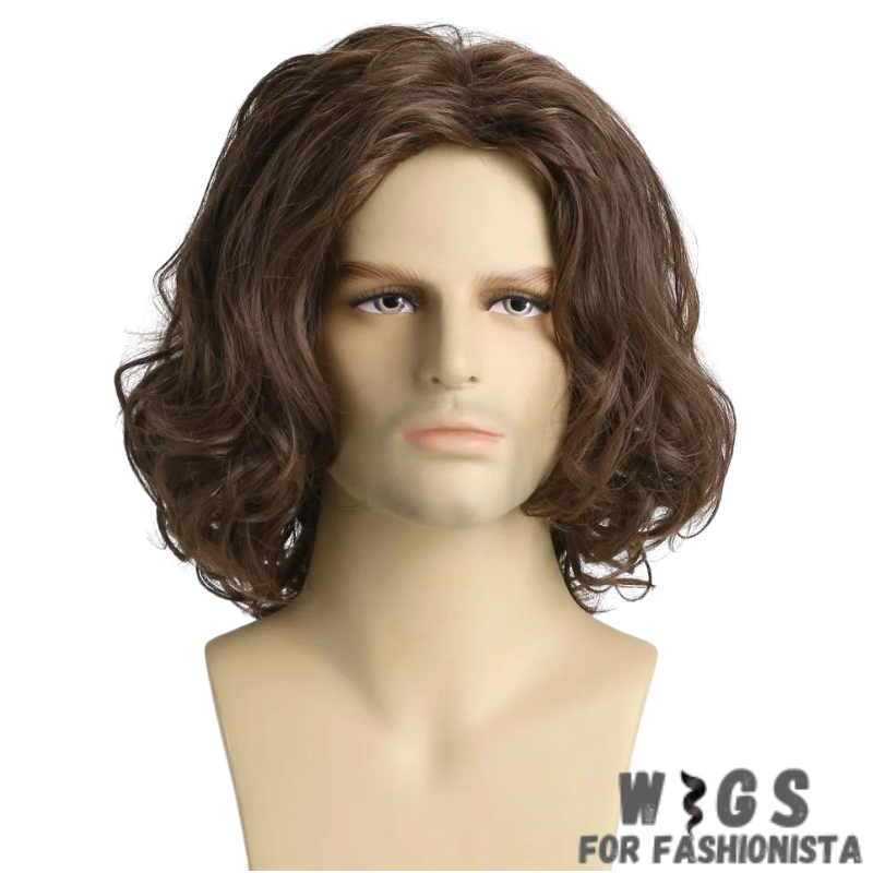 Synthetic Wavy Short Brown Hair wig. High-quality synthetic fibers. Trendy wavy texture. Rich brown color adds warmth and depth to your look, complementing a wide range of skin tones and personal styles. Pre-styled and ready to wear right out of the box. Heat-resistant synthetic fibers. -WIGS FOR FASHIONISTA