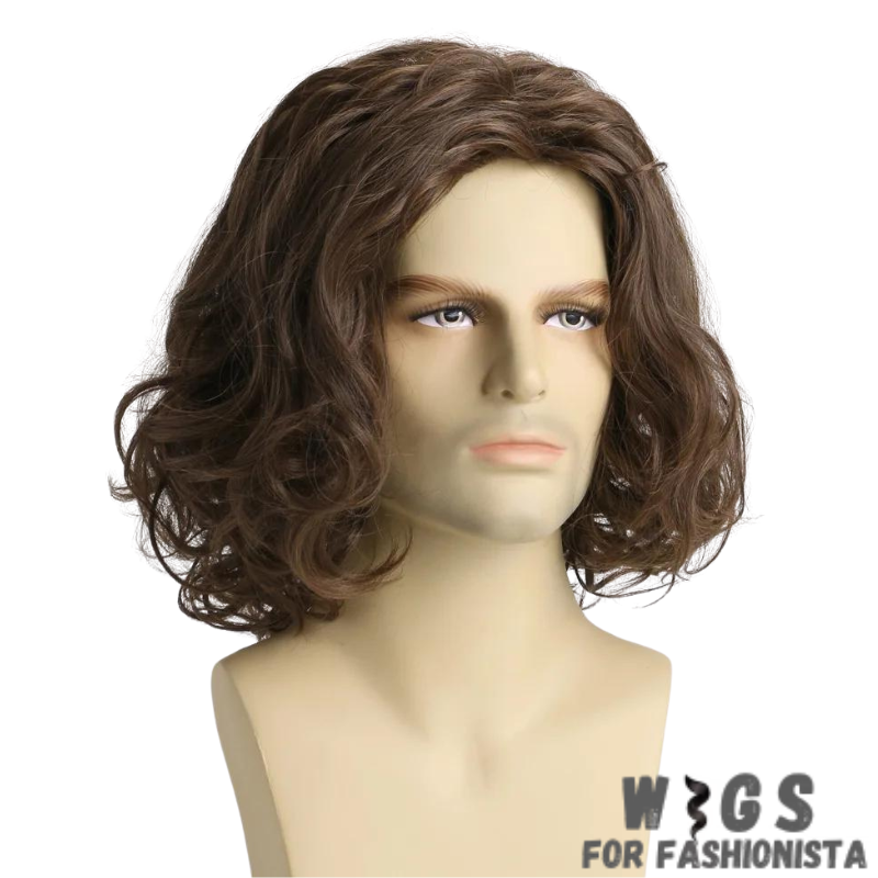 Synthetic Wavy Short Brown Hair wig. High-quality synthetic fibers. Trendy wavy texture. Rich brown color adds warmth and depth to your look, complementing a wide range of skin tones and personal styles. Pre-styled and ready to wear right out of the box. Heat-resistant synthetic fibers. -WIGS FOR FASHIONISTA