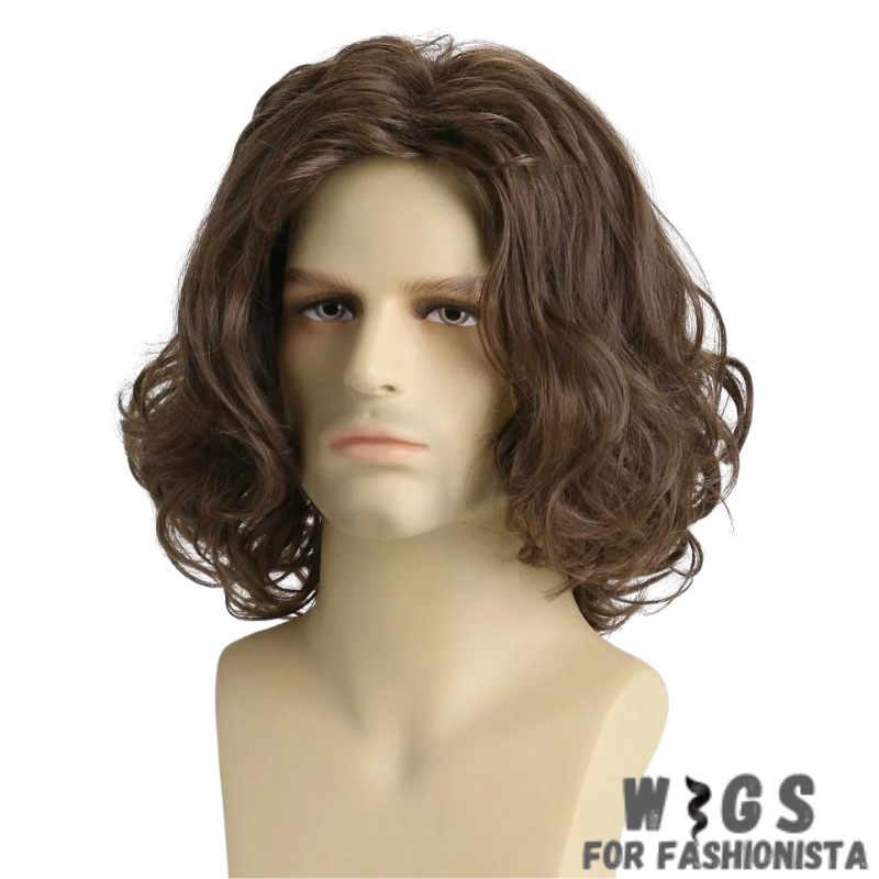 Synthetic Wavy Short Brown Hair wig. High-quality synthetic fibers. Trendy wavy texture. Rich brown color adds warmth and depth to your look, complementing a wide range of skin tones and personal styles. Pre-styled and ready to wear right out of the box. Heat-resistant synthetic fibers. -WIGS FOR FASHIONISTA
