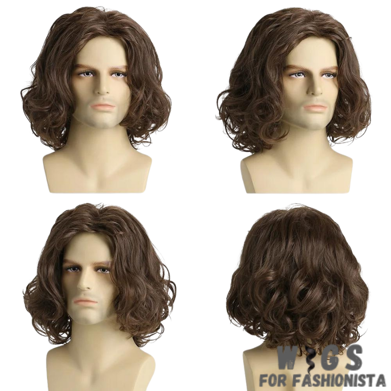 Synthetic Wavy Short Brown Hair wig. High-quality synthetic fibers. Trendy wavy texture. Rich brown color adds warmth and depth to your look, complementing a wide range of skin tones and personal styles. Pre-styled and ready to wear right out of the box. Heat-resistant synthetic fibers. -WIGS FOR FASHIONISTA