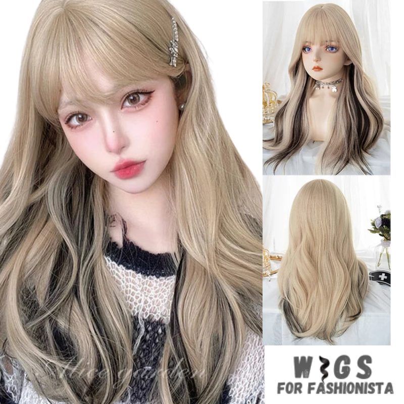 Female Long Straight Hair Wig with Bangs, crafted with premium quality synthetic fibers, features luxuriously long and silky straight hair that falls gracefully down your shoulders. The addition of bangs frames the face delicately, adding a touch of softness and sophistication to your look. The synthetic fibers have a natural sheen and movement, for realistic appearance. Designed for comfort and durability, lightweight and breathable construction. -WIGS FOR FASHIONISTA