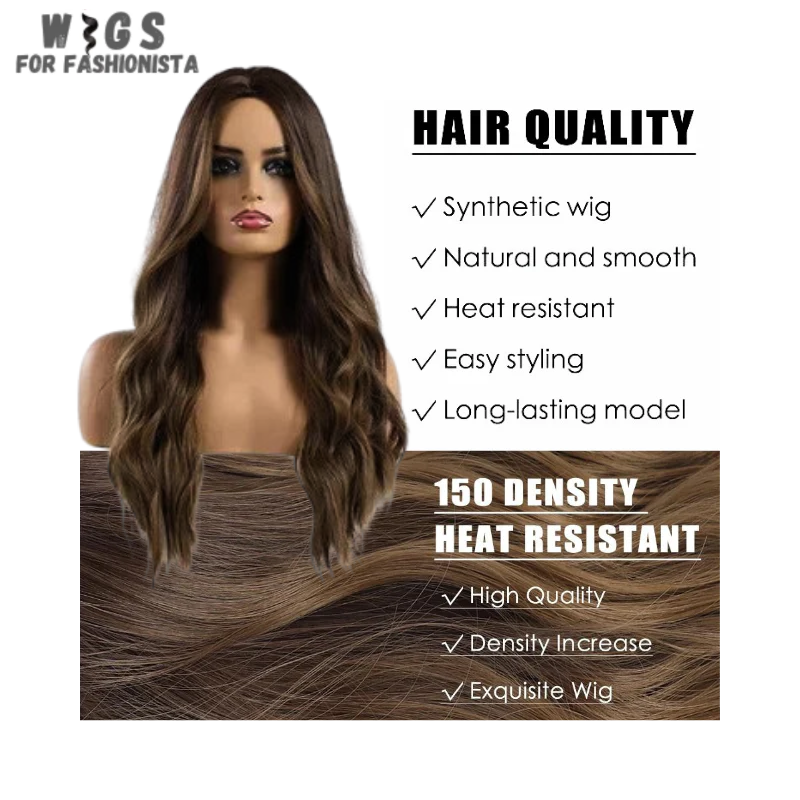 Middle Part Wavy Synthetic Wigs