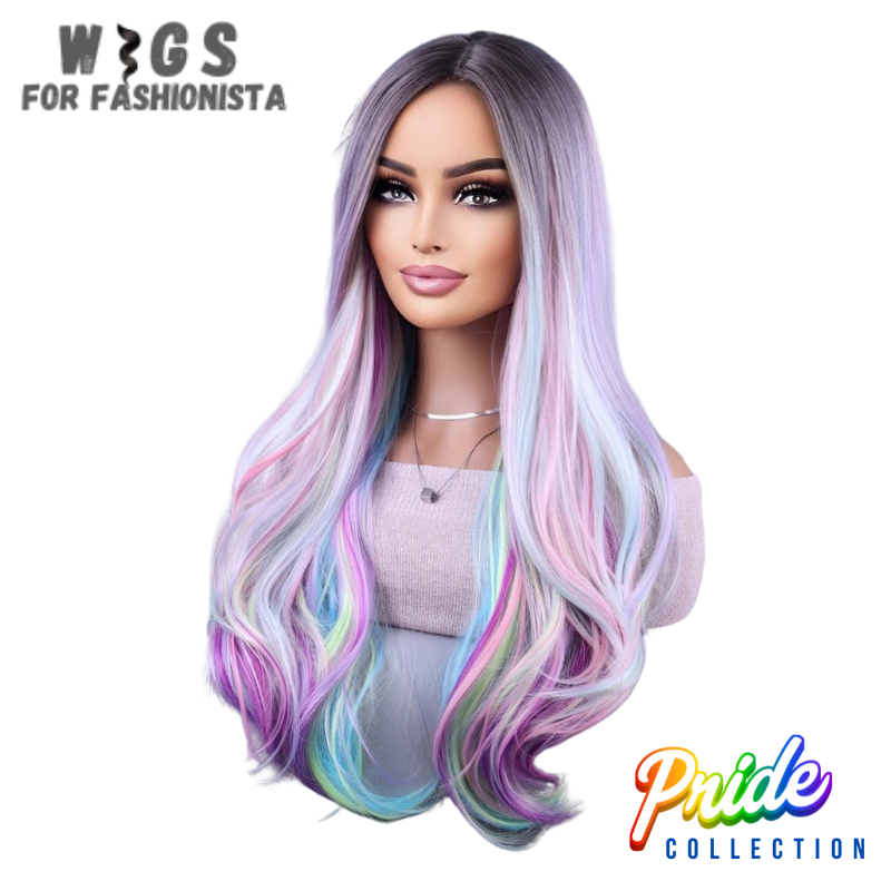 A colorful European and American cosplay wig offers a fusion of vibrant hues and versatile styling options, perfect for cosplay enthusiasts and fashion-forward individuals alike. -WIGS FOR FASHIONISTA